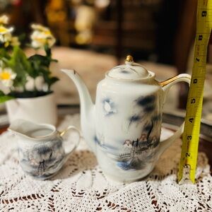 Elegant Blue and White Porcelain Teapot Set